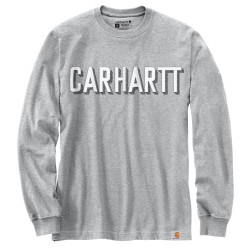 104891, WORKWEAR LOGO L/S T-SHIRT, T-shirt , Coton, polyester, Carhartt,  , 034-HGY/Heather Grey (Gris Chiné)