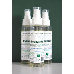 PEDISHIELD SPRAY, SPRAY DESINFECTANT RAPIDE (20 TUBES), Spray désinfectant et désodorisant, Ethanol, eau, Pedishield,