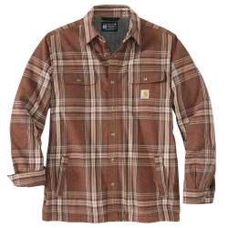 105430, FLANNEL SHERPA LINED SHIRT JAC, Chemise, Coton sherpa polyester, Carhartt,  , 227-BURNT SIENNA (Marron)