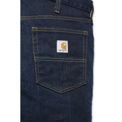 Pantalon Carhartt, coupe cintrée, denim stretch, rugged flex, denim, pantalon professionnel, étiquette Carhartt, bleu minuit