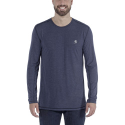 102998, FORCE EXTREMES T-SHIRT L/S,  , Polyester Cocona, Carhartt,  37.5 Fast Dry Rugged Flex, 981-Navy Heather (Bleu Cobalt)