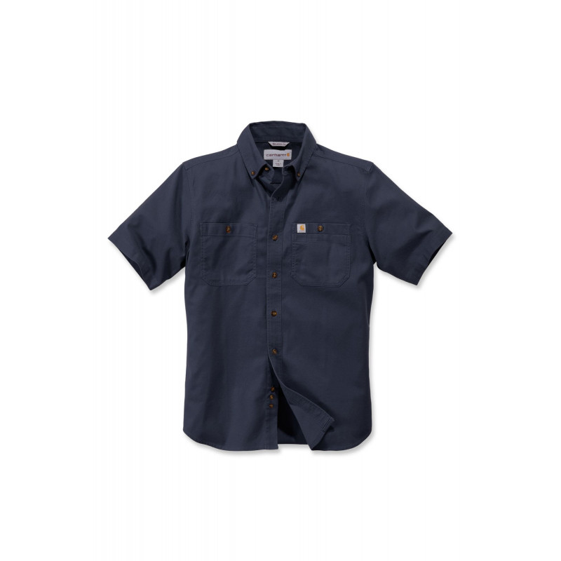 103555, LW RIGBY SOLID S/S SHIRT, Chemise , Toile coton, Carhartt, Rugged Flex, 412-NVY/Navy (Bleu Marine)