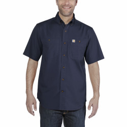 103555, LW RIGBY SOLID S/S SHIRT, Chemise , Toile coton, Carhartt, Rugged Flex, 412-NVY/Navy (Bleu Marine)