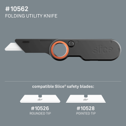 10562, FOLDING UTILITY KNIFE, Cutter pliant ,  Slice, 10526 (bout arrondi) ou 10528 (bout pointu), orange