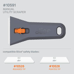 10591, UTILITY SCRAPER M2P, Cutter manuel,  Slice,  10526 (bout arrondi), 10528 (bout pointu) , orange