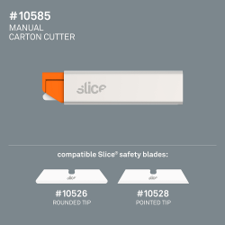 10585, MANUAL CARTON CUTTER, Cutter manuel ,  Slice, 10526 (bout arrondi) ou 10528 (bout pointu), orange