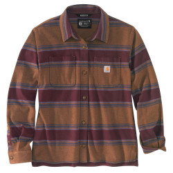 104972, WOM. RUGGED FLEX FLANNEL, chemise , Coton, élasthanne, Carhartt,  Rugged Flex, B19-CH Brown Stripe (Marron)